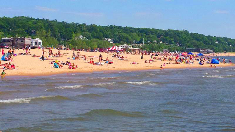 Grand Haven State Park on Lake Michigan.  Note the campers on the right.