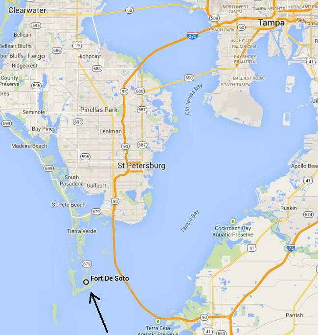 Map showing location of Fort De Soto