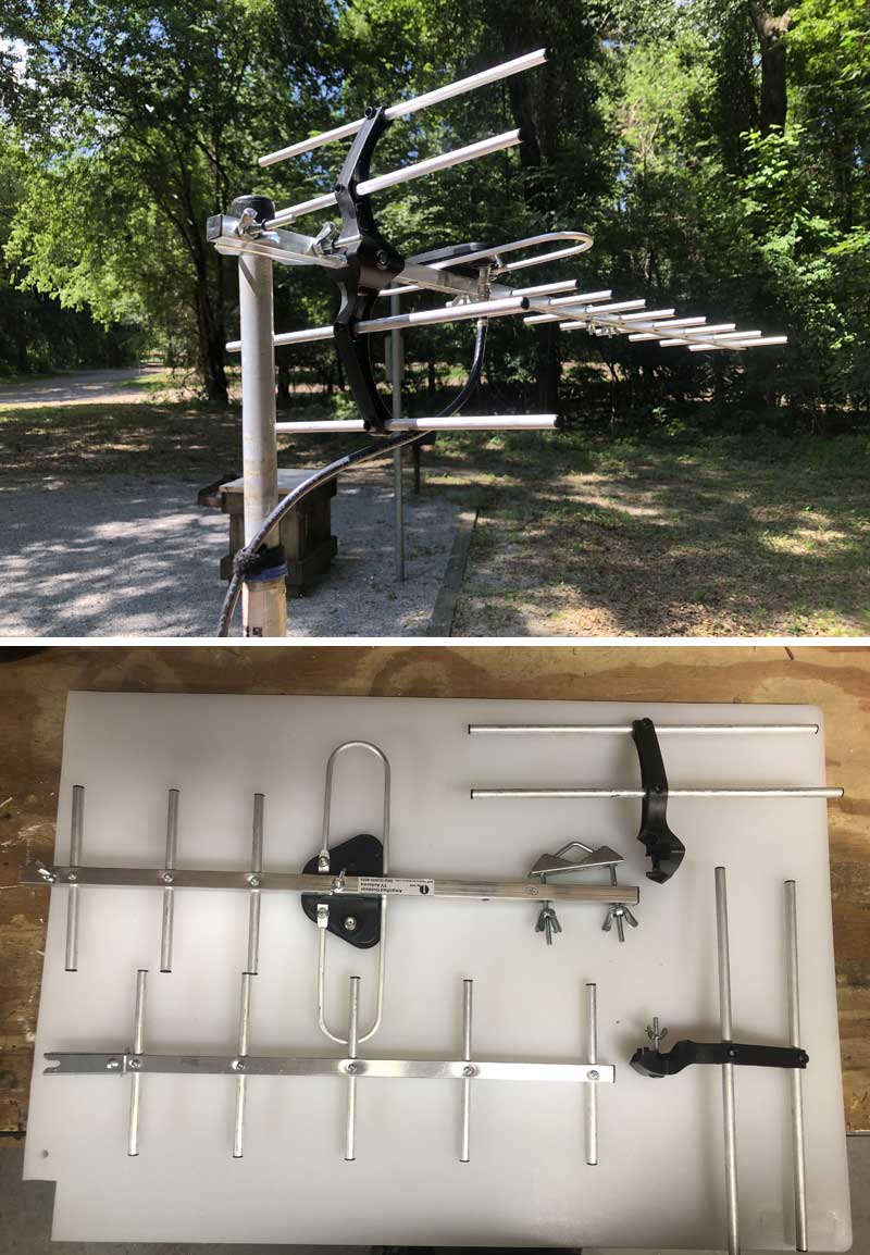 The antenna for our improved TV reception with our small travel trailer